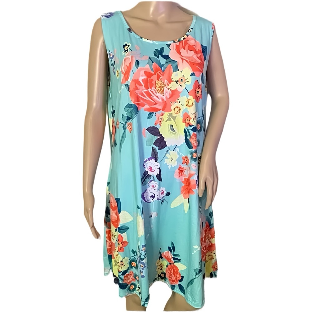 Blue floral tank dress